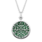 9ct White Gold Malachite Flore Filigree Necklace P2339C