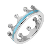 9ct White Gold Turquoise Diamond Tiara Band Ring. R1233.