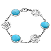 9ct White Gold Turquoise Flore Filigree Bracelet B943