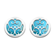 9ct White Gold Turquoise Flore Filigree Earrings, E1782