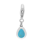 9ct White Gold Turquoise Pear Shaped Fleur De Lis Clip Charm, G663.