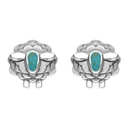 9ct White Gold Turquoise Sheep Stud Earrings, E2530.