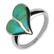 9ct White Gold Turquoise Split Heart Ring. R651.