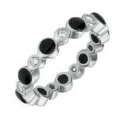 9ct White Gold Whitby Jet Diamond Eternity Ring. R811.