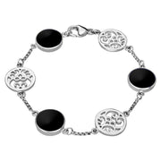 9ct White Gold Whitby Jet Flore Filigree Bracelet B943