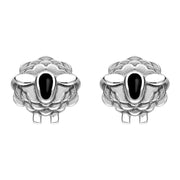 9ct White Gold Whitby Jet Sheep Stud Earrings, E2530.