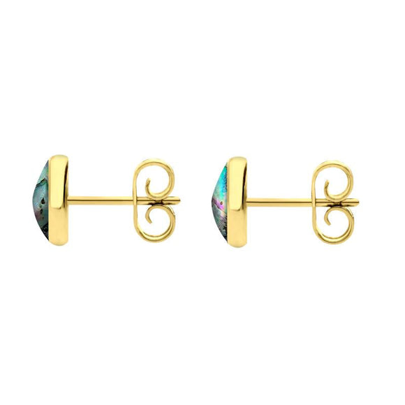 9ct Yellow Gold Abalone 6mm Classic Medium Round Stud Earrings, E003.