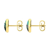 9ct Yellow Gold Abalone 8mm Classic Large Round Stud Earrings, e004.