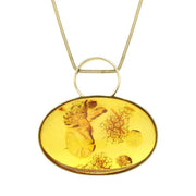 9ct Yellow Gold Baltic Amber Oval Bail Unique Necklace LRGAMBUNQ