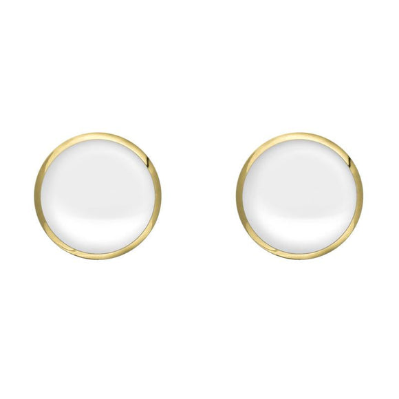 9ct Yellow Gold Bauxite 6mm Classic Medium Round Stud Earrings, E003.