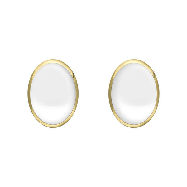 9ct Yellow Gold Bauxite 7 x 5mm Classic Small Oval Stud Earrings, E005.