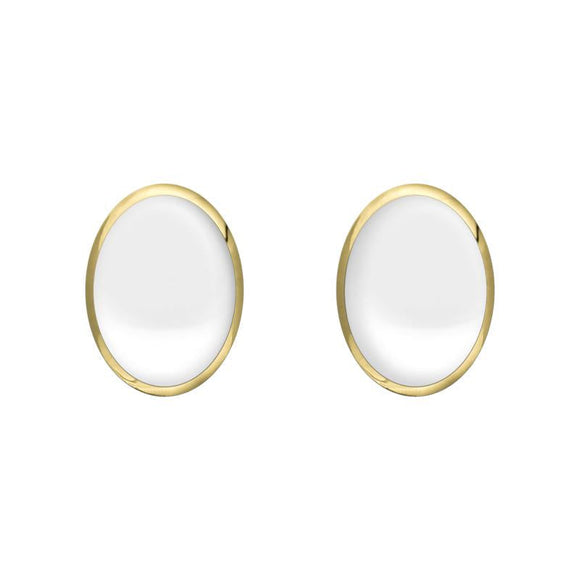 9ct Yellow Gold Bauxite 7 x 5mm Classic Small Oval Stud Earrings, E005.