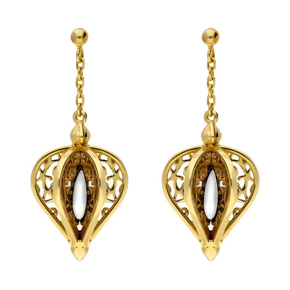9ct Yellow Gold Bauxite Flore Filigree Drop Earrings E1781