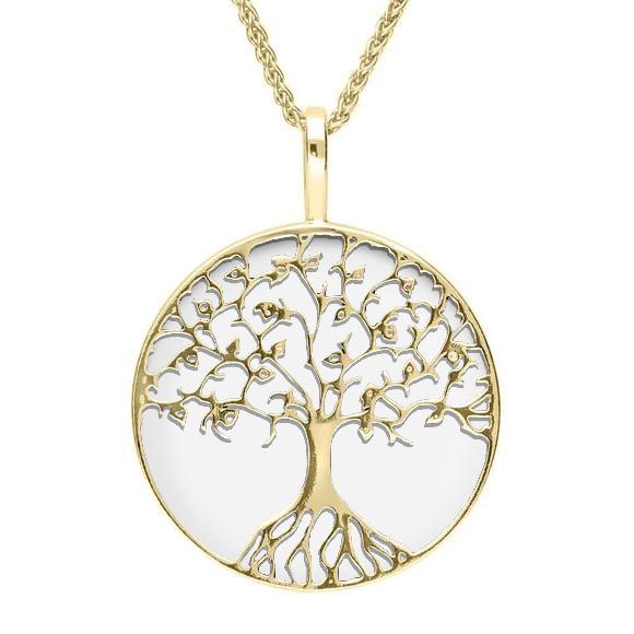 9ct Yellow Gold Bauxite Round Tree Of Life Necklace, P3146.