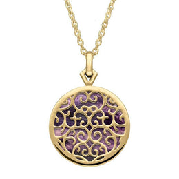 9ct Yellow Gold Blue John Flore Filigree Necklace P2339C