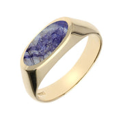 9ct Yellow Gold Blue John Oval Signet Ring, R031