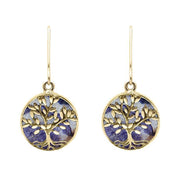 9ct Yellow Gold Blue John Round Large Leaves Tree of Life Two Piece Set, S062.