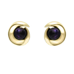 00121292 9ct Yellow Gold Blue John Spiral Stud Earrings, E1913.