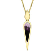 9ct Yellow Gold Blue John Toscana Slim Pear Drop Necklace, P1612.