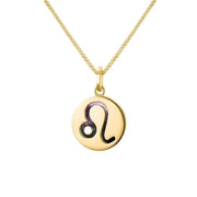 9ct Yellow Gold Blue John Zodiac Leo Round Necklace, P3608.