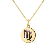 9ct Yellow Gold Blue John Zodiac Virgo Round Necklace, P3604.