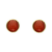 9ct Yellow Gold Carnelian 4mm Classic Small Round Stud Earrings, E001.