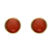 9ct Yellow Gold Carnelian 6mm Classic Medium Round Stud Earrings, E003.