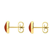 9ct Yellow Gold Carnelian 6mm Classic Medium Round Stud Earrings, E003.