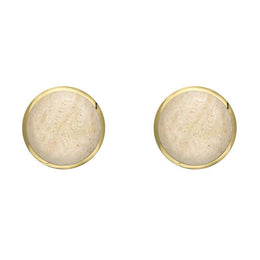 9ct Yellow Gold Coquina 6mm Classic Medium Round Stud Earrings, E003.
