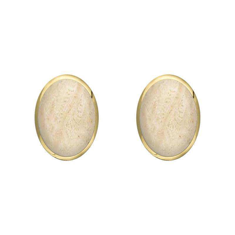 9ct Yellow Gold Coquina 7 x 5mm Classic Small Oval Stud Earrings, E005.