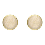 9ct Yellow Gold Coquina 8mm Classic Large Round Stud Earrings, e004.