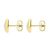 9ct Yellow Gold Coquina 8mm Classic Large Round Stud Earrings, e004.