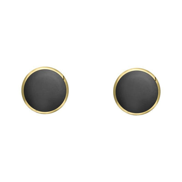 9ct Yellow Gold Hematite 4mm Classic Small Round Stud Earrings, E001.