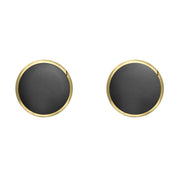 9ct Yellow Gold Hematite 6mm Classic Medium Round Stud Earrings, E003.