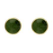 9ct Yellow Gold Jade 6mm Classic Medium Round Stud Earrings, E003.