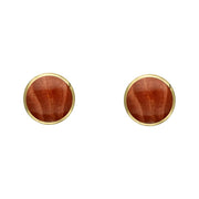 9ct Yellow Gold Jasper 4mm Classic Small Round Stud Earrings, E001.