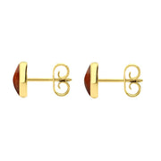 9ct Yellow Gold Jasper 6mm Classic Medium Round Stud Earrings, E003.