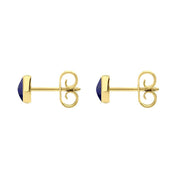 9ct Yellow Gold Lapis Lazuli 5mm Classic Small Round Stud Earrings, E002.