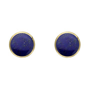 9ct Yellow Gold Lapis Lazuli 5mm Classic Small Round Stud Earrings, E002.