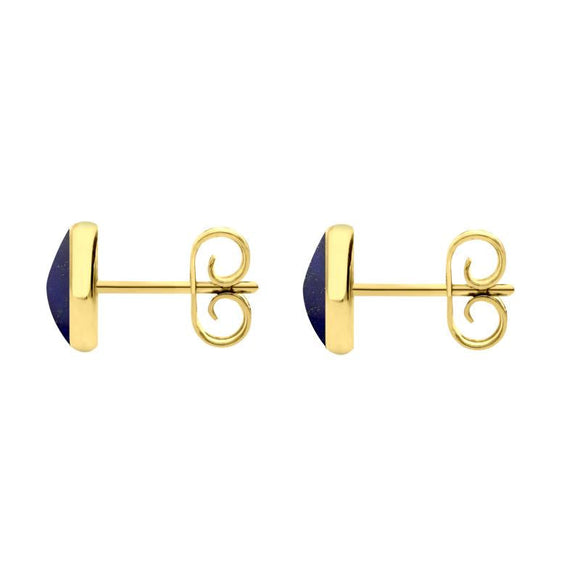 9ct Yellow Gold Lapis Lazuli 6mm Classic Medium Round Stud Earrings, E003.