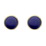 9ct Yellow Gold Lapis Lazuli 6mm Classic Medium Round Stud Earrings, E003.