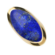 9ct Yellow Gold Lapis Lazuli Large Oval Statement Ring, R013.