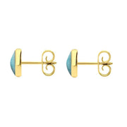 9ct Yellow Gold Larimar 6mm Classic Medium Round Stud Earrings, E003.