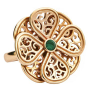 9ct Yellow Gold Malachite Flore Eight Petal Flower Ring R808