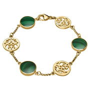 9ct Yellow Gold Malachite Flore Filigree Bracelet B943