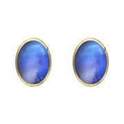 9ct Yellow Gold Moonstone 8 x 6mm Classic Medium Oval Stud Earrings, E006.