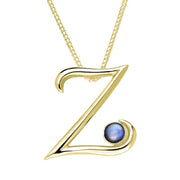 9ct Yellow Gold Moonstone Love Letters Initial Z Necklace, P3473C.