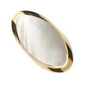 9ct Yellow Gold Mother of Pearl Large Oval Statement Ring, R013.