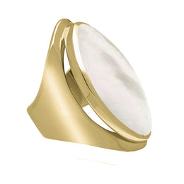 9ct Yellow Gold Mother of Pearl Large Oval Statement Ring, R013.