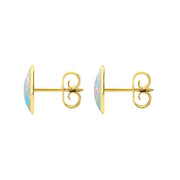 9ct Yellow Gold Opal 8 x 10mm Classic Large Oval Stud Earrings, E007.